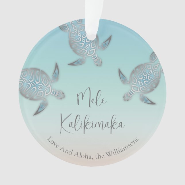 Silberschildkröten | Mele Kalikimaka | FOTO Ornament (Vorderseite)