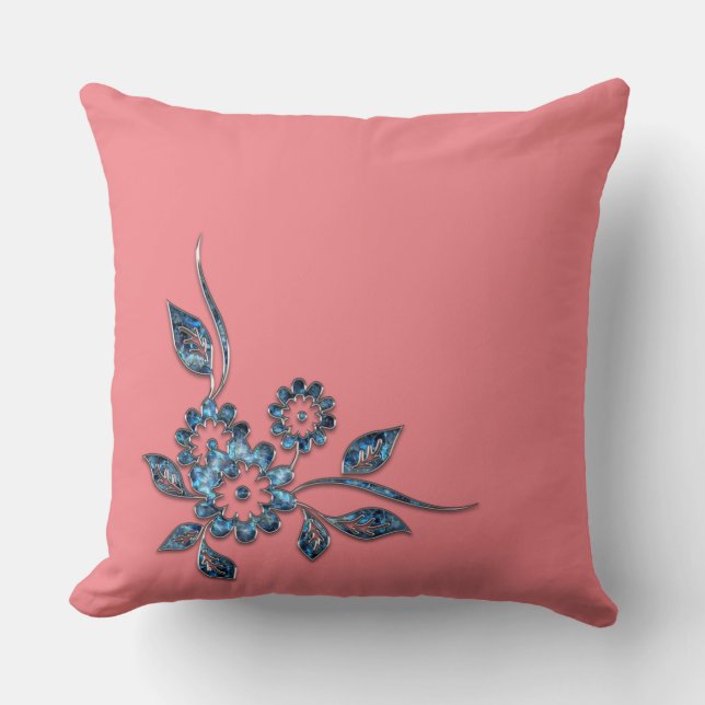 Silberschmuck der blauen Blume Kissen (Vorderseite)