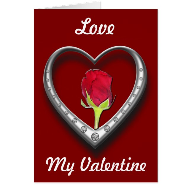 Silberschmuck Valentinherz mit Rote Rose (Vorne)