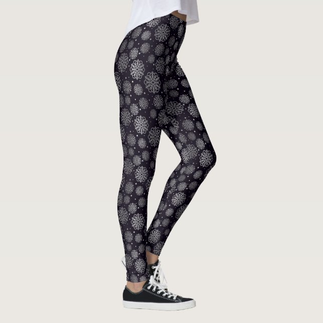 Silberschneeflocke mit Fischskala Leggings (Rechts)
