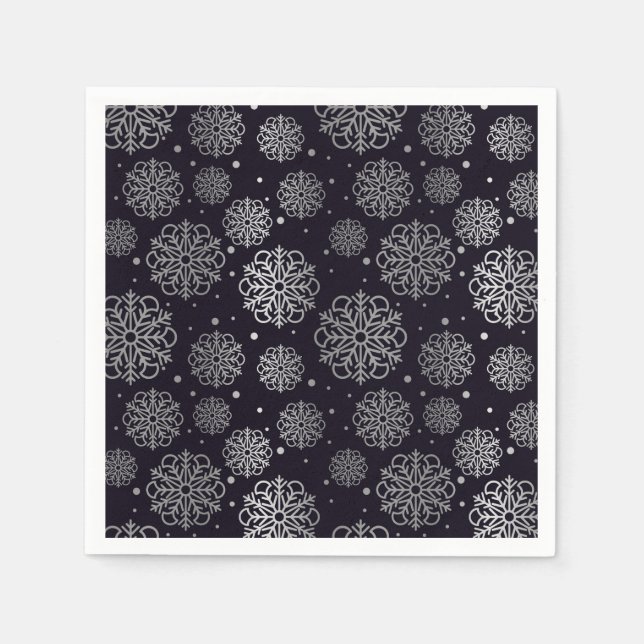 Silberschneeflocke mit Fischskala Serviette (Vorderseite)