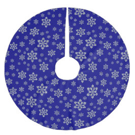 Silberschneeflocken auf blau polyester weihnachtsbaumdecke