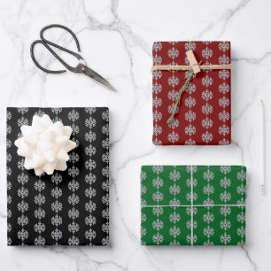 Silberschneeflocken Geschenkpapier Set