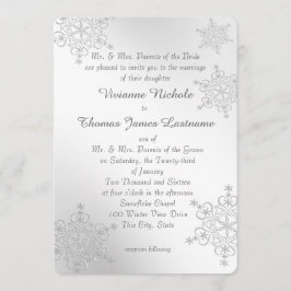 Silberschneeflocken Hochzeit Einladung