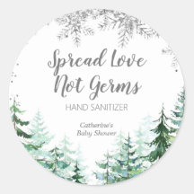 Silberschneeflocken Wald Hand Sanitizer Label