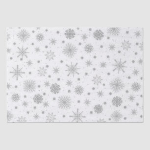 Silberschneeflocken Weißes Design Seidenpapier