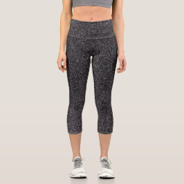 Silberschwarze Glitzer Capri Leggings