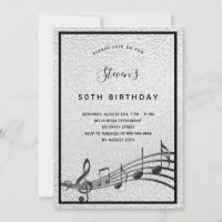 Silberschwarze Musiknoten auf Birthday-Metallic
