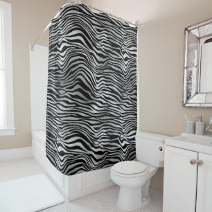 Silberschwarze Zebradrucke Duschvorhang