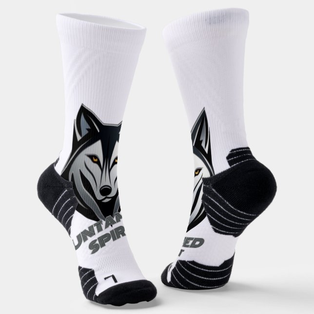 Silberspitz-Wolfskopf mit Abstrakten Formen Socken (Gewinkelt)