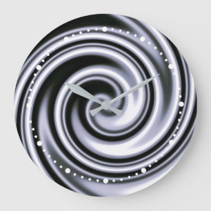 Silberstahl Blau Soft Focus Spirale Wirbel Illusio Große Wanduhr