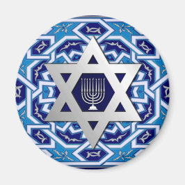 Silberstar von David und Menorah Hamukkah Magnet