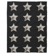 Silberstars auf schwarzem Fleece-Leder