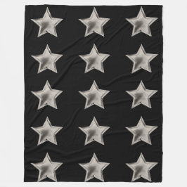 Silberstars auf schwarzem Fleece-Leder Fleecedecke