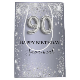 Silberstaub-Monogramm des 90. Glitzer Mittlere Geschenktüte
