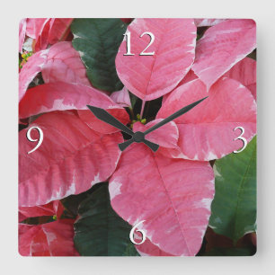 Silberstern-Marmor-Weihnachtssterne Rosa Holiday F Quadratische Wanduhr