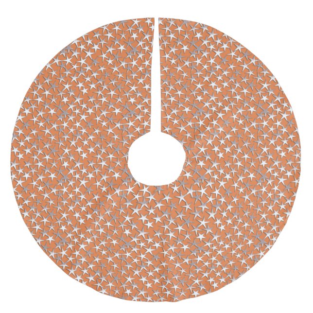 Silbersterne auf Kupfer Polyester Weihnachtsbaumdecke (Vorderseite)