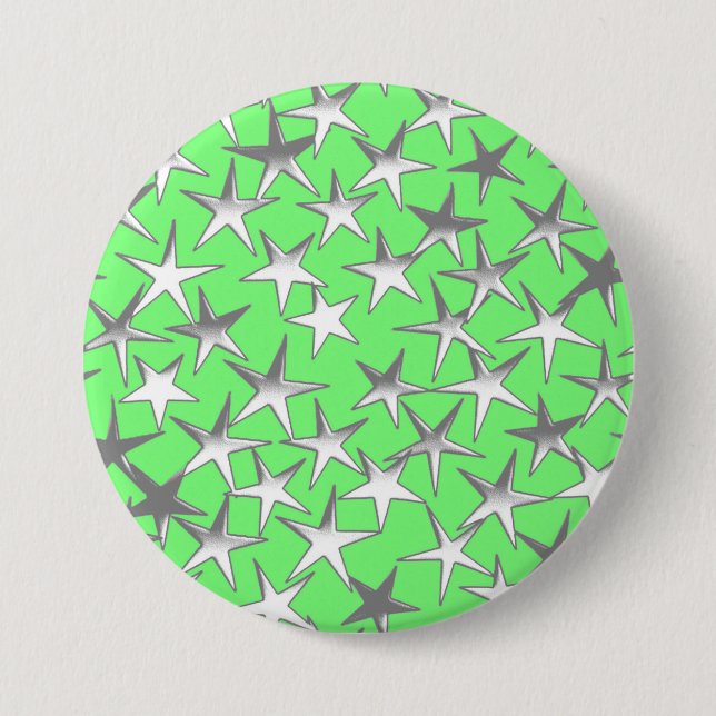 Silbersterne, auf Limettengrün Button (Vorderseite)