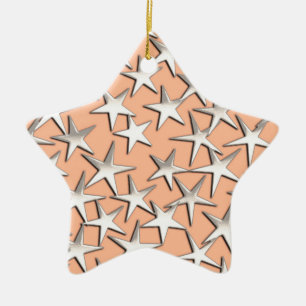 Silbersterne auf pfirsichrosa keramik ornament