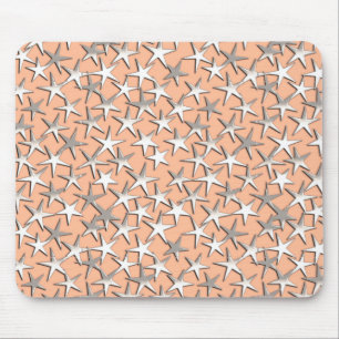 Silbersterne auf pfirsichrosa mousepad