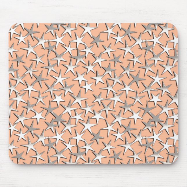 Silbersterne auf pfirsichrosa mousepad (Vorne)