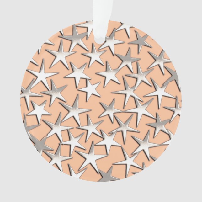 Silbersterne auf pfirsichrosa ornament (Vorderseite)