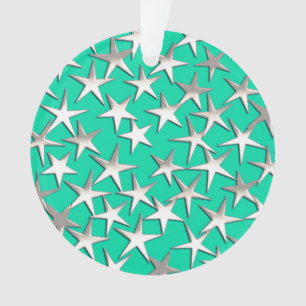 Silbersterne auf Türkis Ornament