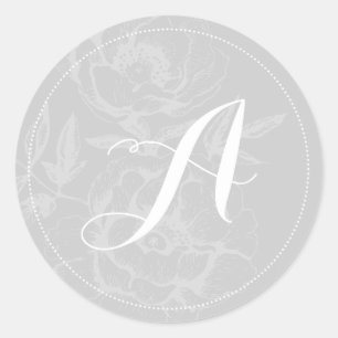 Silberstreifen-Monogramm-Aufkleber für die Hochzei Runder Aufkleber