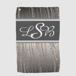 Silberstreifen Vertikal Flüssigmetall Monogramm Golfhandtuch