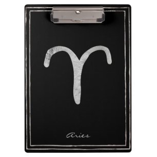 Silberstylisierte Aries-Symbol Klemmbrett