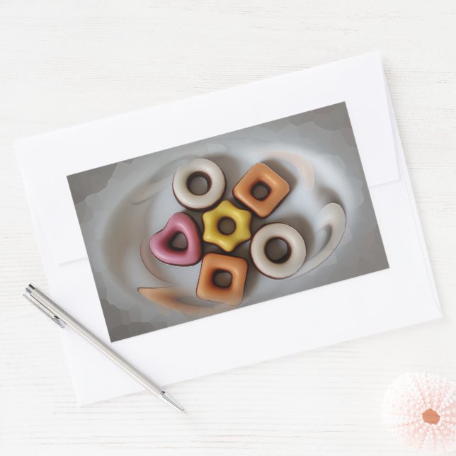 Silbertablett Rechteckiger Aufkleber (Umschlag)