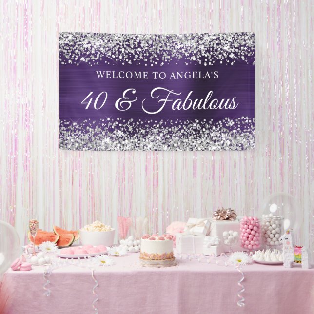 Silberteppich Dark Violet Foil 40 & Fabulous Glitz Banner (Party)