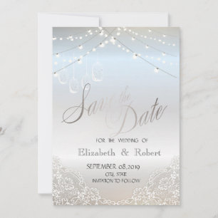 Silberter Glitzer, Mason Jar, Spitze Save the Date