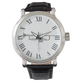 Silbertrompete und römische Zahlen Armbanduhr