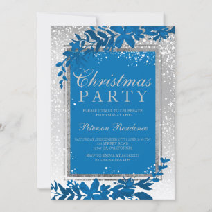 Silbertypografie Blatt Schnee elegante Weihnachtsz Einladung