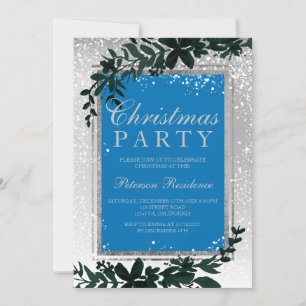 Silbertypografie Blatt Schnee elegante Weihnachtsz Einladung