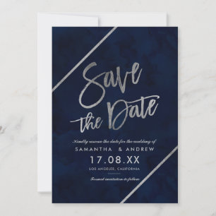 Silbertypografie und Wasserfarbe Save the Date