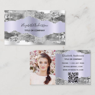 Silberviolett-Agate-Marmor QR-Code-Foto Visitenkarte
