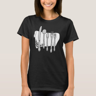 Silberware in Schwarz und Weiß für die Zubereitung T-Shirt