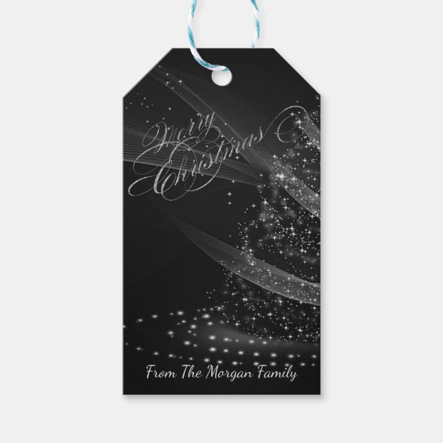 Silberweihnachtsbaum, schwarz - Personalisiert Geschenkanhänger (Vorderseite)