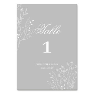 Silberweiße Ecke Floral Boho Hochzeit Tischnummer