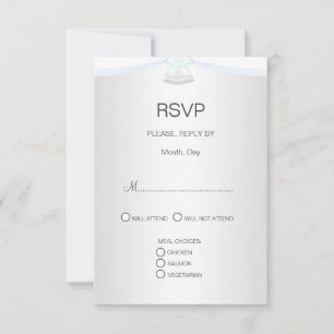 Silberweiße Hochzeit RSVP Karte