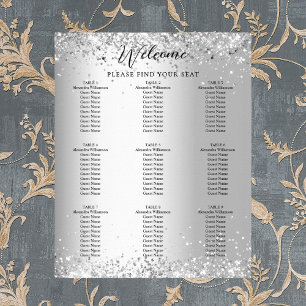 Silberweiße Hochzeitskarte Poster