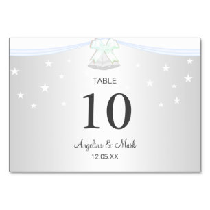 Silberweiße Hochzeitstischkarte Tischnummer