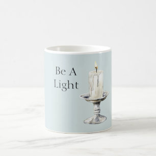 Silberweiße Kerze sei ein Licht Kaffeetasse