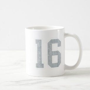 Silberweiße Nummer 16 Jersey Spieler Uniform #16 Kaffeetasse