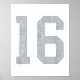 Silberweiße Nummer 16 Trikot Spieler Uniform #16 Poster
