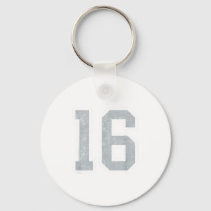Silberweiße Nummer 16 Trikot Spieler Uniform #16  Schlüsselanhänger
