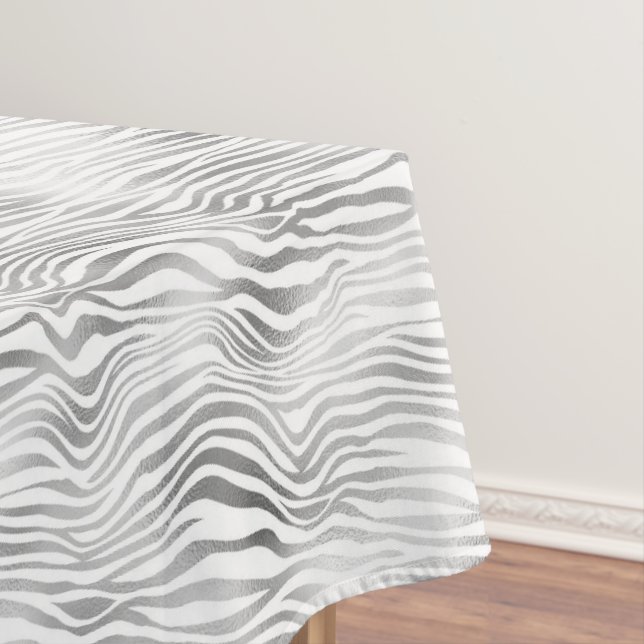 Silberweiße Zebradrucke Tischdecke (Beispiel)