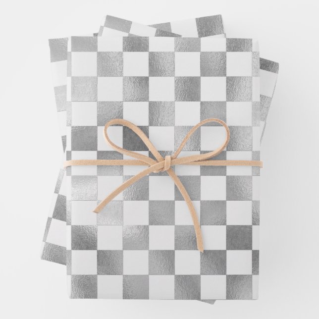 silberweißes Quadrat Geschenkpapier Set (Beispiel)